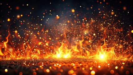 Poster - A bright orange fire explosion in the night sky, like a starburst of holiday light. fire in the night. explosion of fire