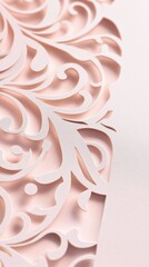 Leinwandbilder - Clean and Modern Laser Cut Wedding Invitation with Subtle Pastel Background and Delicate Cutouts