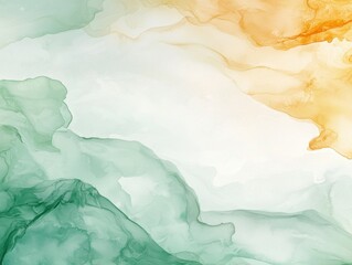 Poster - Abstract Watercolor Painting in Green and Gold, Fluid and Elegant Design, Artistic Texture