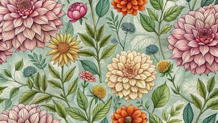 Poster - A vibrant floral pattern of summer blossoms in a colorful garden. colorful flowers background