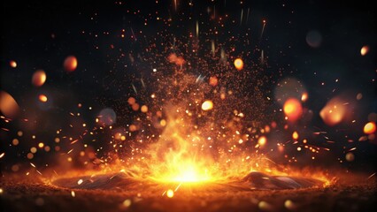 Poster - Nebula fire sparks glow in the night sky. sparks from the fire