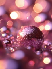 Poster - Sparkling magenta glitter ball with bokeh lights a festive celebration of color and texture for holiday season