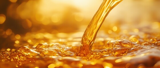 Poster - Golden Liquid Cascade Abstract Background Capturing Motion Texture and Light with a Warm Amber Hue for Visual Appeal