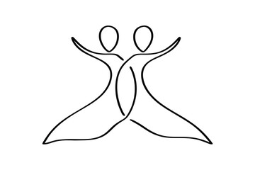 Poster - Abstract Unity Two Figures Dancing, Graceful, Minimalist Line Art