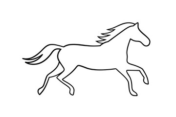 Poster - Elegant Line Art Drawing of a Running Horse Silhouette