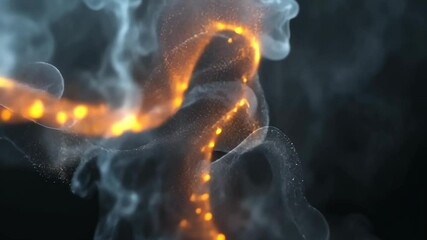 Poster - Smoke with glowing orange highlights creates an abstract visual in dark surroundings