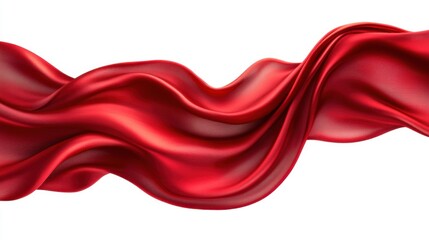 Poster - Elegant flowing red silk fabric on white background showcasing smooth texture and graceful movement for design projects