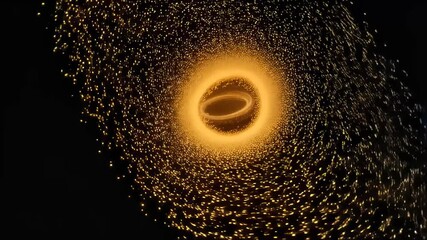 Wall Mural - Witness captivating formation of a spiral galaxy with glowing golden rings and twinkling stars in expansive space, highlighting the mysteries of the universe