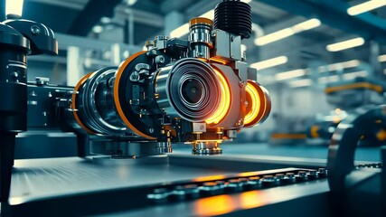 Aufkleber - Industrial machinery working with precision in a modern factory setting during daylight hours