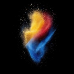 Poster - Abstract explosion of vibrant colors on black background creating dynamic visual effect for design projects