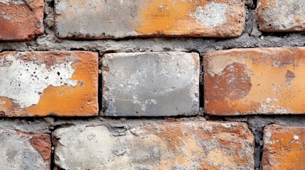 Poster - Rustic Charm of Weathered Brick Wall with Textured Surface and Earthy Tones Ideal for Backgrounds and Architectural Detail Photography