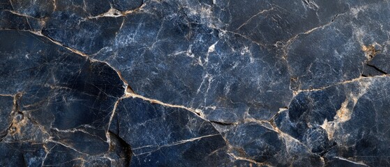 Poster - Captivating Dark Blue Marble Texture with Golden Veins for Elegant Backgrounds and Luxurious Interior Design Projects Stone Surface