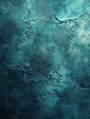 Poster - Abstract teal texture with cracked surface and subtle gradient creating a moody and artistic background for various creative projects