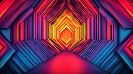Aufkleber - Glowing hexagonal tunnel creating colorful perspective background