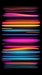 Aufkleber - Colorful neon lights streaking across a black background