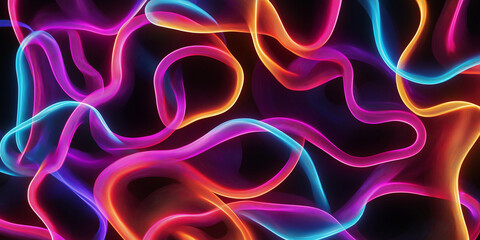 Poster - Colorful neon light trails creating a vibrant abstract design