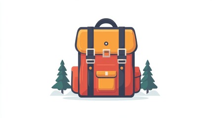 Leinwandbilder - Clean Lines Minimalistic Backpack Icon with Simple Easy Lines on White Background
