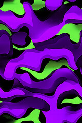 Poster - Purple and green abstract waves creating a dynamic visual flow