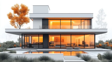 Leinwandbilder - Clean Lines Flat Minimalistic Villa All Inclusive Icon Simple Easy Use Text Raw