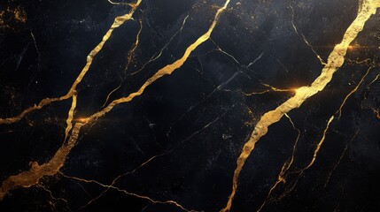 Poster - Luxurious black marble texture with golden veins elegant background for modern design projects and upscale presentations showcasing opulence and sophistication