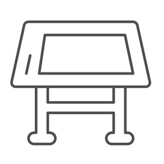 Poster - Project drawing desk thin line icon, architect studio concept. Vector graphics. Architecture design table, workplace sign on white background, outline style icon for mobile or web design.