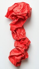 Poster - Vivid Red Crumpled Paper Cascade on White Background Capturing Texture Form and Creative Visual Appeal for Design Projects and Artistic Expression