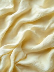 Poster - Delicate Texture of Pale Yellow Linen Fabric with Soft Folds and Subtle Shadows for Background