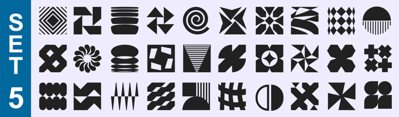 Wall Mural - brutal shapes minimal style design geometric set 5. postmodern geometric forms. collection vector sh
