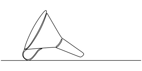 Aufkleber - funnel with handle continuous one line drawing, Continuous line art of an oil funnel, Funnel Black Stroke Linear Icon, Filter funnel one line continuous drawing. Laboratory glass equipment continuous.