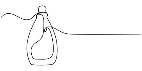 Disinfectant Spray Continuous Line Editable Stroke Icon, One continuous line drawing of cleaning service and detergent products. Household tools and bottle spray concept in simple linear style. Fresh 