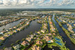 © bilanol - Flooded residential area with underwater houses from hurricane rainfall water in Florida suburban community. Aftermath of natural disaster in southern USA