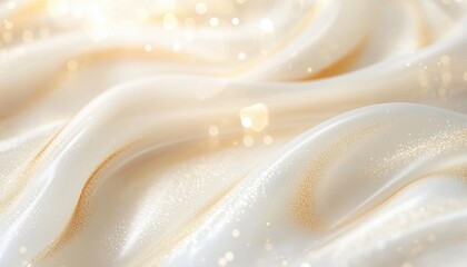 Poster - Luxurious White Scene With Golden Curves And Bokeh Effect, Featuring Empty Space For Product Display And Abundant Light.