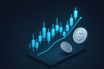 Poster - Financial Growth: A conceptual illustration showcasing an upward trend with financial elements, symbolizing growth and success in the financial market.