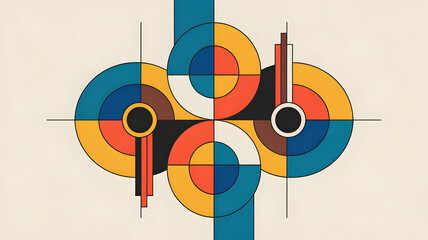 Poster - geometric harmony: a mesmerizing abstract composition of vibrant colors and intricate geometric shap