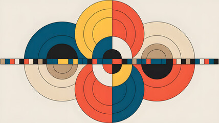 Poster - geometric harmony: a visually striking abstract composition of overlapping colorful shapes creates a