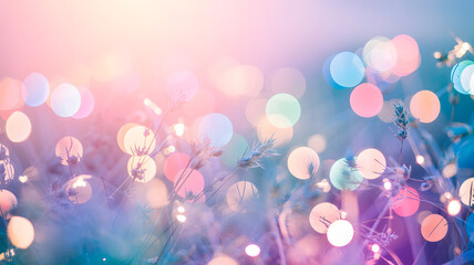 Poster - Dreamy Bokeh: Capturing a soft-focus scene with an ethereal glow, blending pastel shades of pink, purple, and teal, creating a whimsical and romantic ambiance. 