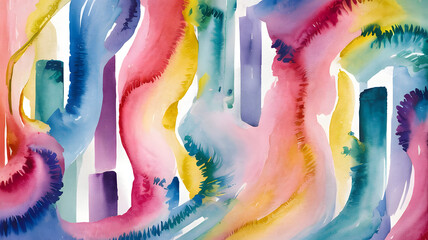 Poster - vibrant watercolor abstract: a dynamic composition of flowing watercolor strokes, showcasing a spect