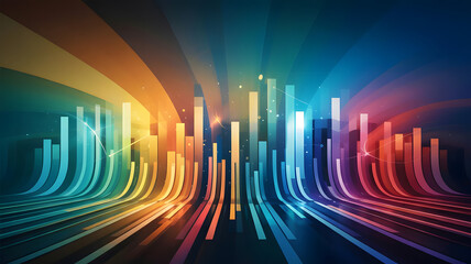 Poster - Abstract Cityscape of Color: A vibrant, abstract cityscape erupts in a symphony of color, as vertical and horizontal beams of light merge to create a dynamic and visually stunning scene.