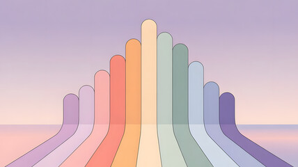Poster - rainbow gradient wave: a visually striking artistic representation, depicting a series of pastel-col
