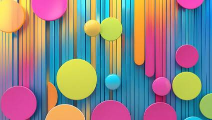 Poster - colorful abstract circles and lines: a vibrant composition of layered circles and vertical lines cre
