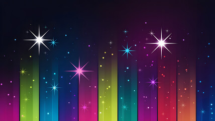 Poster - Abstract Colorful Stars: A vibrant abstract illustration showcasing radiant stars set against a spectrum of vivid colors, creating a captivating cosmic display.