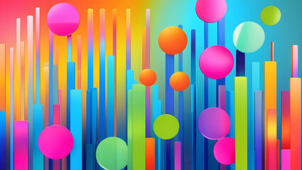 Poster - colorful abstract composition: a vibrant, modern abstract composition bursts with a playful array of