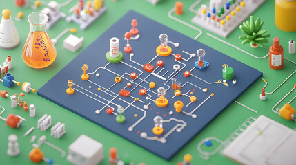 Poster - Detailed Touchscreen Circuit Board in a Colorful Scientific Layout