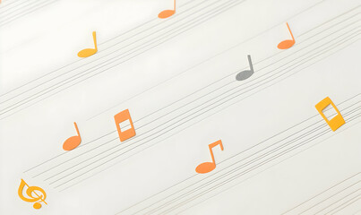 Poster - Colorful Music Notes on a White Background for Creative Calendar Concepts