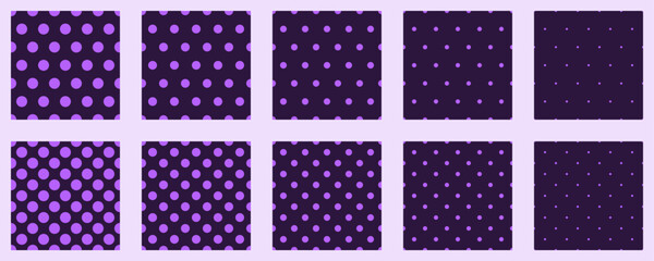 Poster - set polka dots seamless vector pattern. simple background for web or print. abstract surface.
