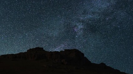 Wall Mural - beautiful night sky time lapse with milky way galaxy over the mountains. night tight landscape starr