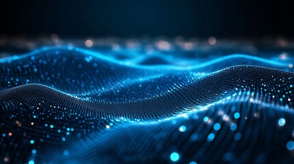 Poster - A futuristic digital system platform featuring abstract lines, dots, and stars set against a galaxy backdrop, symbolizing the flow of cyberspace and representing a cutting-edge technological