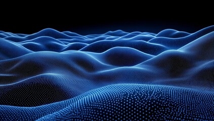 Aufkleber - a 3d wave landscape featuring connected dots represents a technology background, symbolizing data sc