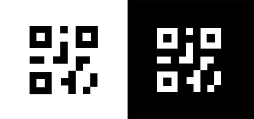 Poster - QR code icon, symbol for mobile scan, simple digital barcode design. Modern technology, abstract data tag, flat vector illustration. Check, product identification, smartphone reader system