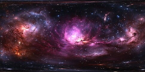 Wall Mural - the space background features a nebula and stars within a 360-degree spherical panorama, utilizing a